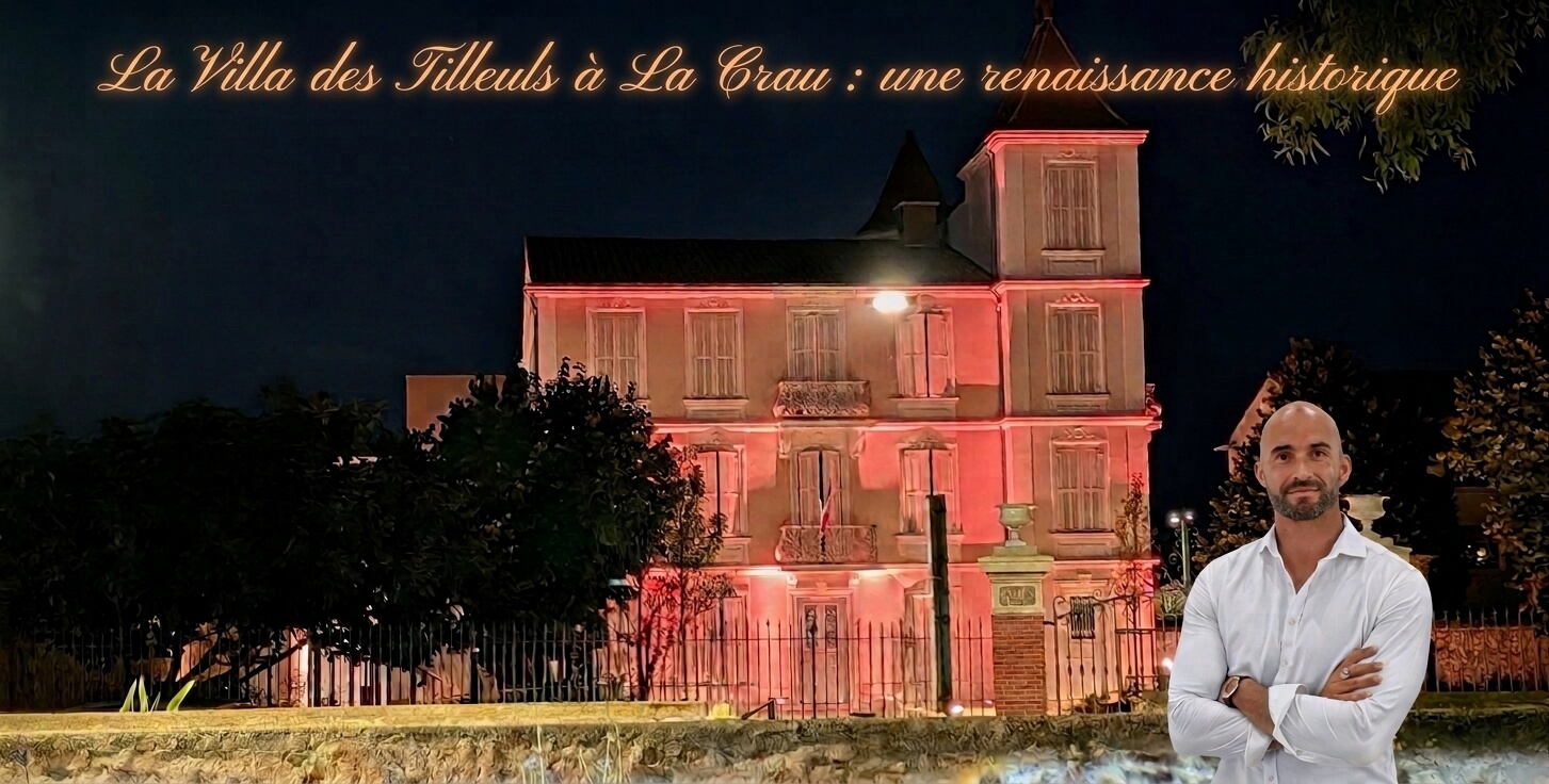 Villa des Tilleuls La Crau illuminée de nuit, avec Julien Sgheiz, conseiller immobilier à La Crau
