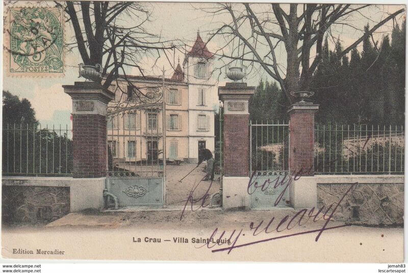 Carte postale ancienne de la Villa Saint-Louis à La Crau, aujourd'hui Villa des Tilleuls, début du XXe siècle (édition Mercadier)